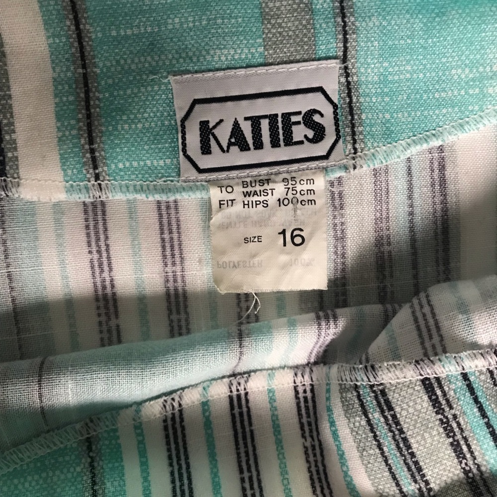Vintage Katies Blue White Striped Dress Size 16 - Picture 7 of 9